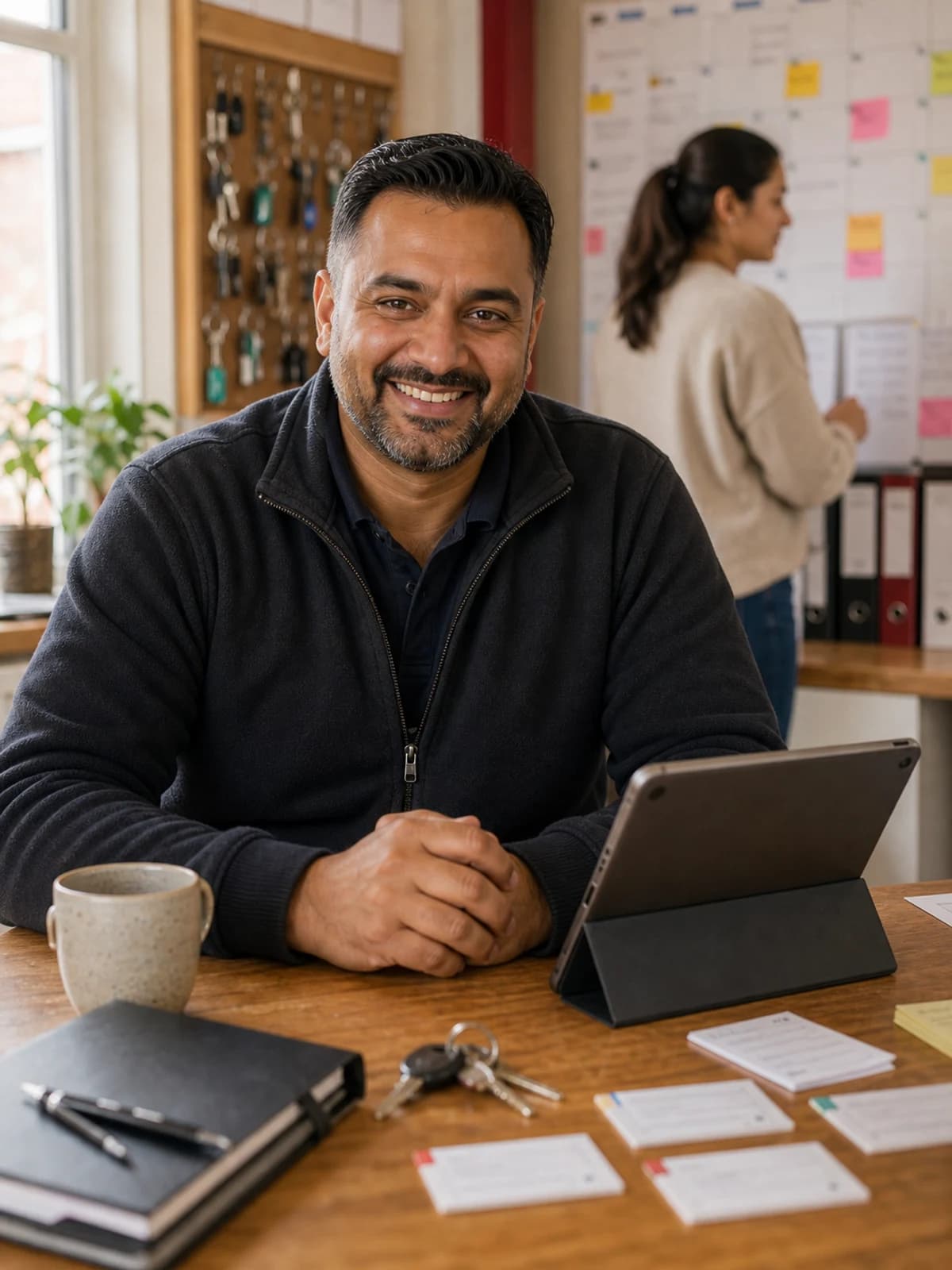Property maintenance owner at their desk